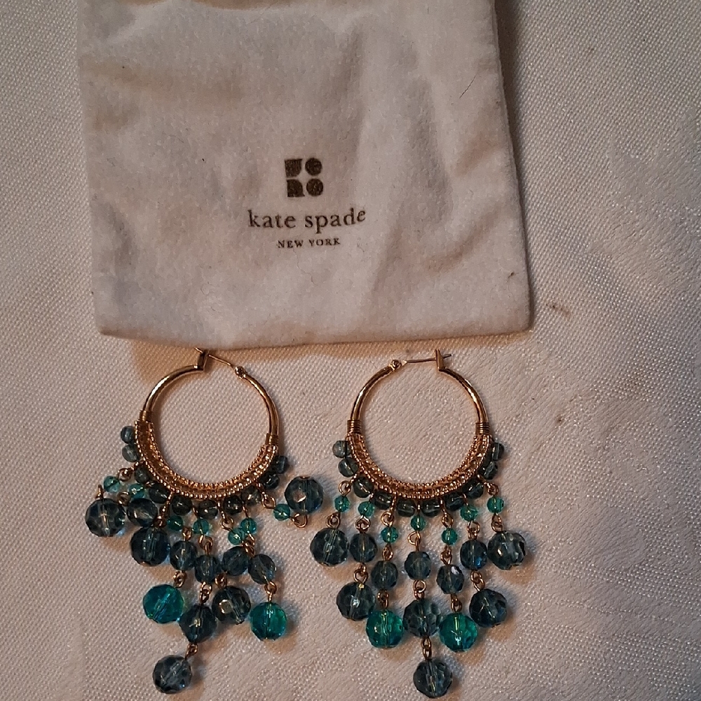Kate Spade Gold and Blue Chandelier Earrings